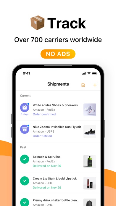 AfterShipのApp Store掲載スクリーンショット